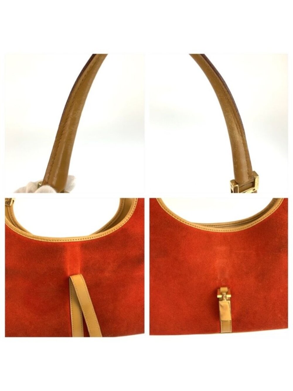 Gucci Jackie Orange Gold Suede Leather Tote Bag - Picture 6 of 9